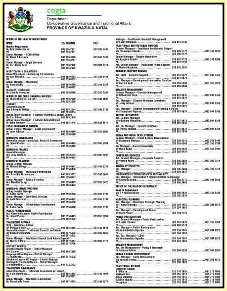 Co-Operative Governance & Traditional Affairs