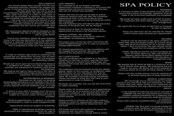 Armani Day Spa Patisserie & Boutique