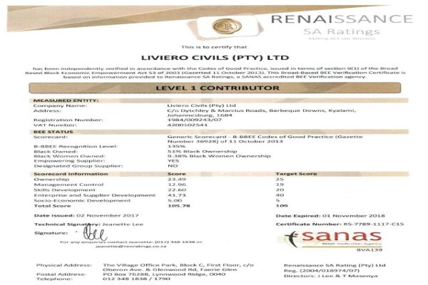 LIVIERO G AND SON BUILDING (PTY) LTD