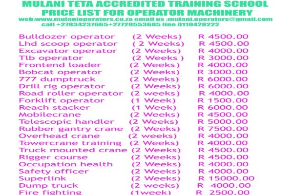 Mulani accredited training providers for lifting and earth moving equipment training school 08342376