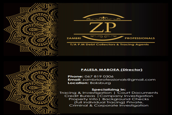 Zambri Professionals T/A P.M DEbt collectors and Tracing Agents