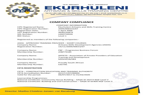 Ekurhuleni Artisans & Skills Training Centre (Pty) Ltd