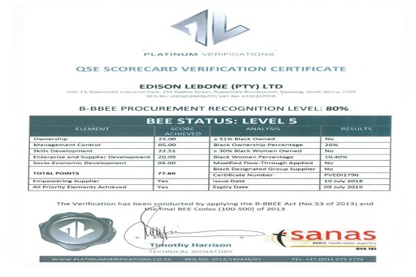 Edison Lebone (Pty) Ltd The