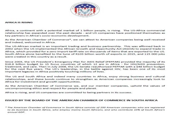 American Chamber of Commerce In SA