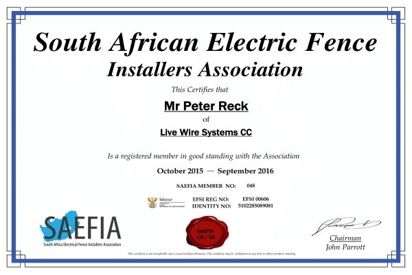 Live Wire Electrified Fencing CC