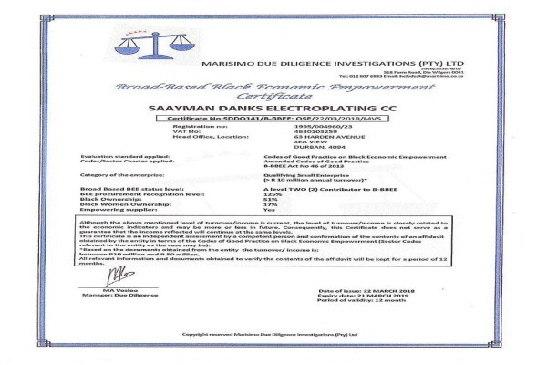 Saayman Danks Electroplating CC