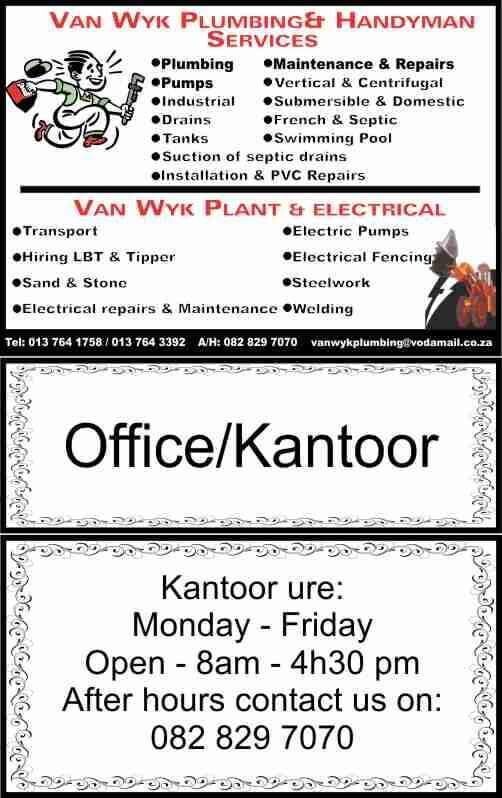 Van Wyk Plumbing And Handyman Services Cc