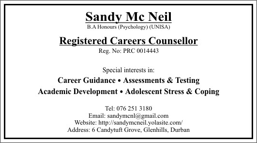 Sandy Mc Neil - Registered Career Counsellor
