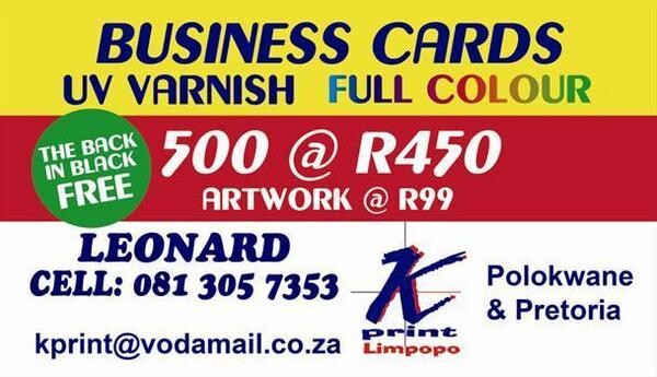 Business Cards Polokwane Kprint