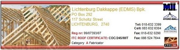 Lichtenburg Dakkappe / Roof Trusses