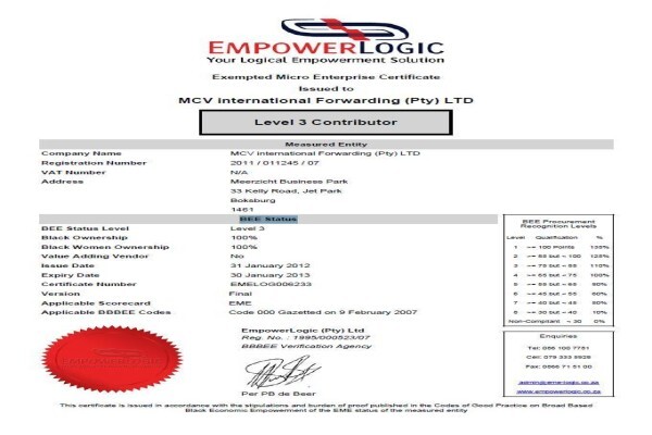 Mcv International Forwarding (Pty) Ltd