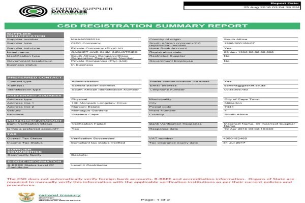 Gasket And Shim Industries (Pty) Ltd