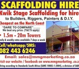 Scaffolding for Hire in Stanger/Kwadukuza/North Coast/ilembe